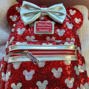 Disney Red and Silver Sequin Woman’s Backpack
